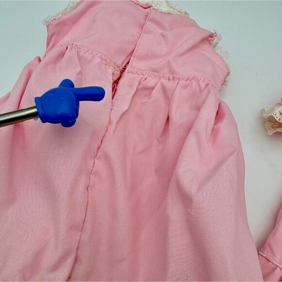 Doll Dress Clothing Pink Lace Trim Bonnet Slip Crochet Booties Homemade Set 16" - Picture 6 of 6